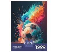Puzzle pour Adultes 1000 Pièces Graffiti Soccer Explosion Abstract Colorful Football Wall Art Vibrant Street Art Soccer Ball for... Puzzle Adulte Jeu Familial Améliore La Mémoire Interaction Parent-