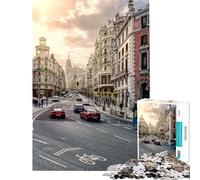 Puzzle pour Adultes 1000 pièces Gran Vía Madrid Espagne Puzzle à Monter soi-même Découpe de précision Cadeau Original pour Un Anniversaire ou Noël (Dimensions 38x52cm)