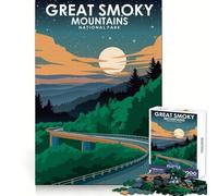 Puzzle pour Adultes 1000 pièces Great Smoky Mountains Star Premium Cut Play Jeu de réflexion Cadeau pour se détendre et s'amuser à Noël (38x26cm)