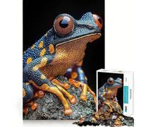 Puzzle pour Adultes 1000 pièces Grenouille à flèches empoisonnées Bleue et Jaune Jeu d'articulation Pointue,Jeu de réflexion Amusant,Moment de détente,Loisirs créatifs de Noël (38x52cm)