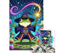 Puzzle pour Adultes 1000 pièces Grenouille Magicien Dessin animé Défi à compléter Découpe de précision Jeu Familial pour Les 14 Ans et Plus (38x52cm)