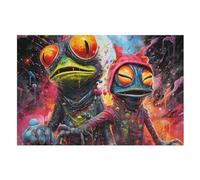 Puzzle pour Adultes 1000 Pièces Grenouille Puzzles en Bois Créatifs-Jeu Pratique -Décoration Familiale （75×50cm）