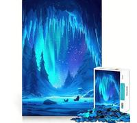 Puzzle pour Adultes 1000 pièces Grotte Aurore Boréale Décoration Facile à Assembler Jeu Stimulant pour Un Moment de Détente Cadeau d'anniversaire (38x52cm)