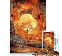 Puzzle pour Adultes 1000 pièces Grotte Ouverte avec Lune et Arbre Découpe Fine Activité intellectuelle Jeu de détente Décoration de Noël (38x26cm)