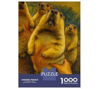 Puzzle Pour Adultes 1000 Pièces Group of Prairie Dogs with Human Hand Puzzle Pour Adolescents Difficile, Liste De Souhaits Avec Le Père Noël, Jeu Amusant Et Stimulant Pour Toute La Famille 38x26cm/100