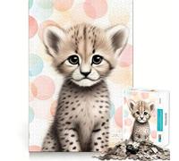Puzzle pour Adultes 1000 pièces Guépard bébé,découpe Nette,graphismes logiques,Jeu Amusant et Relaxant,Cadeau apaisant pour Noël (50x75cm)
