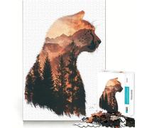 Puzzle pour Adultes 1000 pièces Guépard Coucher de Soleil Montagnes Premium Découpe Jeu Créatif Jouet Loisirs Créatifs Décoration de Noël (38x52cm)