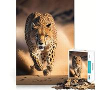 Puzzle pour Adultes 1000 pièces Guépard Courant Devant la caméra Découpe de qualité supérieure Jeu de réflexion Intelligent Temps Libre Cadeau Artistique de Noël (38x26cm)