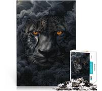 Puzzle pour Adultes 1000 pièces Guépard dans la fumée Noire Entraînez Votre Cerveau et Vos Mains Une œuvre d'art 52x38cm