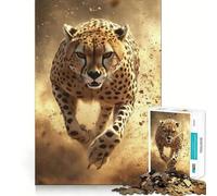 Puzzle pour Adultes 1000 pièces Guépard en Course,Design Finement découpé,activité intellectuelle,Jeu de détente,décoration de Noël (38x26cm)