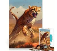 Puzzle pour Adultes 1000 pièces Guépard en Fuite,Assemblage Parfait,Jeu de logique Artistique,Jouet Amusant pour se détendre,Cadeau d'anniversaire ou Loisir (38x52cm)