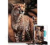 Puzzle pour Adultes 1000 pièces Guépard et Son Petit,découpe Premium,Jeu créatif,Jouet,Divertissement,décoration de Noël (38x52cm)