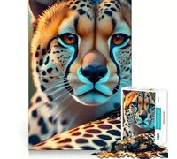 Puzzle pour Adultes 1000 pièces Guépard Faune Design Finement découpé Activité intellectuelle Jeu de détente Décoration de Noël (38x52cm)