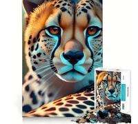 Puzzle pour Adultes 1000 pièces Guépard Faune Premium Découpe Jeu Créatif Jouet Loisirs Créatifs Décoration de Noël (50x75cm)