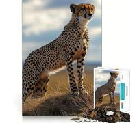 Puzzle pour Adultes 1000 pièces Guépard sur Une Colline Pièces découpées avec précision Jeu de réflexion et de Temps Libre Décoration de Noël (38x26cm)