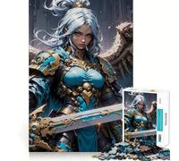 Puzzle pour Adultes 1000 pièces Guerrier Ange Bleu Partie Découpe serrée Amusant,activité cérébrale Intelligente,Temps de détente,Cadeau d'anniversaire (50x75cm)