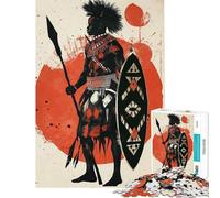 Puzzle pour Adultes 1000 pièces Guerrier zoulou épique Jeu de réflexion pour Adolescents découpe de précision activités Amusantes à la Maison (Taille 38x26cm)