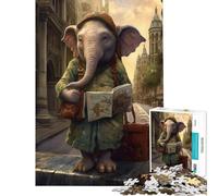 Puzzle pour Adultes 1000 pièces Guide de Voyage Éléphant Aide Le Cerveau Exercice d'analyse et de logique Jeu Pratique pour Les 14 Ans et Plus (38x52cm)