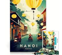 Puzzle pour Adultes 1000 pièces Hanoï,Vietnam Scène de Rue avec lanternes Art des Bords précis Exercice Mental Jeu Amusant et Calme Activité d'anniversaire (50x75cm)