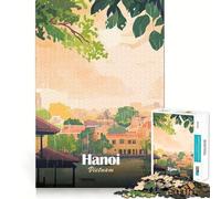 Puzzle pour Adultes 1000 pièces Hanoi,Vietnam sous la Pluie Découpe Parfaite Défi Amusant et Intelligent Jeu paisible Cadeau Artistique de Noël (38x26cm)