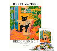 Puzzle pour Adultes 1000 pièces Henri Matisse Chat lisant Le Journal Affiche Jeu éducatif Cadeau d'anniversaire Jeu Manuel Collection d'artistes Beaux-Arts Dimensions 38x26cm