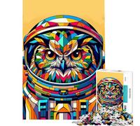 Puzzle pour Adultes 1000 pièces Hibou Astronaute WPAP Aide à l'exercice cérébral Découpe de précision Jeu Familial pour Les 14 Ans et Plus (50x75cm)