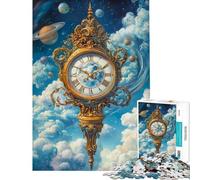 Puzzle pour Adultes 1000 pièces Horloge dorée dans Le Cosmos Puzzles pour Adolescents Vacances à la Maison Activités Amusantes à Faire à la Maison Jeu de défi Unique (Taille 38x26cm)