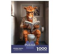 Puzzle pour Adultes 1000 Pièces Horse in Bathroom Reading Puzzle pour Adultes Jeux Relaxants Course De Vitesse Manuelle Difficile Et Stimulant 52x38cm/1000pcs