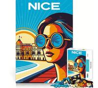 Puzzle pour Adultes 1000 pièces Hôtel Nice Negresco,France Illustration de Voyage Décoration soignée Jeu de logique et d'adresse Jeu Amusant et décontracté Cadeau d'anniversaire (50x75cm)