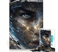 Puzzle pour Adultes 1000 pièces Œil d'astronaute Reflets des lumières de la Ville Découpe Parfaite Jeu Amusant et Stimulant pour l'esprit Jeu paisible Cadeau d'anniversaire Amusant (38x26cm)