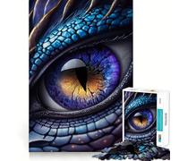 Puzzle pour Adultes 1000 pièces Œil de Dragon Bleu Découpe Impeccable Amusant,Stimulant l'esprit,Jeu de détente,décoration de Noël (38x26cm)
