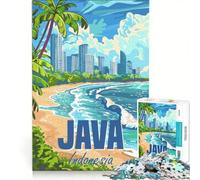 Puzzle pour Adultes 1000 pièces Île de Java Indonésie, Jeu de Construction, Défi à réaliser, Collection d'artistes, Beaux-Arts 50x75cm