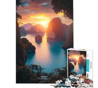 Puzzle pour Adultes 1000 pièces Île de Phuket Thaïlande Coucher de Soleil Paysage Difficile et Stimulant Cadeau pour Femmes Jouet Anti-Stress à partir de 14 Ans 50x75cm