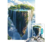 Puzzle pour Adultes 1000 pièces Île Flottante avec Cascade et Piscine Jeu Difficile et Stimulant d'analyse et de logique Décoration Murale Convient aux 14 Ans et Plus (50x75cm)