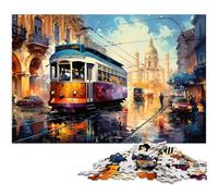 Puzzle pour Adultes 1000 pièces Illustration colorée de Lisbonne Puzzle pour Adultes Jeux de Famille en Bois Cadeaux d'anniversaire de Noël 1000 pièces (75 x 50 cm)