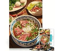 Puzzle pour Adultes 1000 pièces Illustration de délicieuse Soupe Pho Découpe de qualité supérieure Jeu de réflexion et de détente Décoration Murale de Noël (38x52cm)