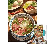 Puzzle pour Adultes 1000 pièces Illustration de délicieuse Soupe Pho Jeu de réflexion Stimulant Jouet Cadeau Amusant pour Passer Le Temps Pendant Les Vacances (Taille 38x52cm)