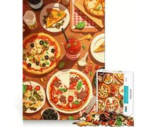 Puzzle pour Adultes 1000 pièces,Illustration de Nature Morte sur Le thème de la Pizza,Art des Bords précis,Exercice Mental,Jeu Amusant et Calme,activité d'anniversaire (50x75cm)