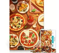 Puzzle pour Adultes 1000 pièces,Illustration de Nature Morte sur Le thème de la Pizza,Assemblage Lisse,Jeu Amusant et résolvant,idéal pour Un Anniversaire ou Une activité Artistique (38x26cm)
