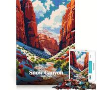 Puzzle pour Adultes 1000 pièces Illustration du Parc d'État de Snow Canyon Art aux Bords précis Jeu d'adresse créative Jeu de détente Décoration de Noël (38x52cm)