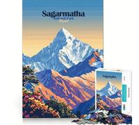 Puzzle pour Adultes 1000 pièces,Illustration du Parc National de Sagarmatha au Népal,Bords Fins,Jeu de résolution de problèmes,Jeu Relaxant,activité Artistique pour Un Anniversaire (38x26cm)