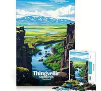 Puzzle pour Adultes 1000 pièces Illustration du Parc National de Thingvellir en Islande Jeu de réflexion et de Concentration, idéal pour Un Moment de détente ou Un Anniversaire (38x26cm)