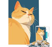 Puzzle pour Adultes 1000 pièces Illustration d'un Chat Orange très Critique Jeu éducatif drôle et Mignon Une œuvre d'art (Dimensions 75x50cm)