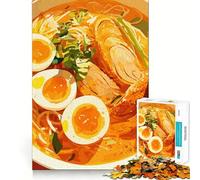 Puzzle pour Adultes 1000 pièces Illustration d'un délicieux Bol de Ramen Décoration aux Bords Nets Jeu de réflexion pour se détendre Cadeau Artistique de Noël (38x52cm)