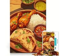 Puzzle pour Adultes 1000 pièces Illustration d'un délicieux Repas de Poulet et de Riz Décoration soignée Jeu de logique et d'adresse Jeu Amusant et décontracté Cadeau d'anniversaire (50x75cm)