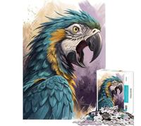 Puzzle pour Adultes 1000 pièces Illustration d'un Portrait d'ara Bleu et Or Jeu de Puzzle Relaxant Amusant et Humoristique Cadeau Unique pour Un Anniversaire ou Noël (Dimensions 38x52cm)