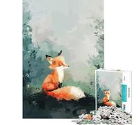 Puzzle pour Adultes 1000 pièces Illustration d'un Renard se reposant dans la forêt Jeu éducatif Jouet intellectuel Cadeau de Noël Secret Anti-Stress (Dimensions 38x52cm)