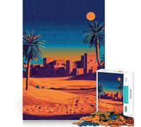 Puzzle pour Adultes 1000 pièces Illustration d'une Oasis Nocturne dans Le désert Jeu de Puzzle Amusant et Stimulant pour Les articulations Jeu de réflexion Confortable Cadeau d'anniversaire Amusant