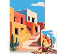 Puzzle pour Adultes 1000 pièces,Illustration Minimaliste et Artistique du Sud-Ouest américain,Bords Nets,Jeu de réflexion Calme,Cadeau d'anniversaire (50x75cm)