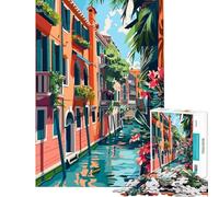 Puzzle pour Adultes 1000 pièces Illustration Minimaliste représentant Un été ensoleillé à Venise Jeu de réflexion Stimulant et Amusant pour Passer Le Temps à la Maison (38x52cm)